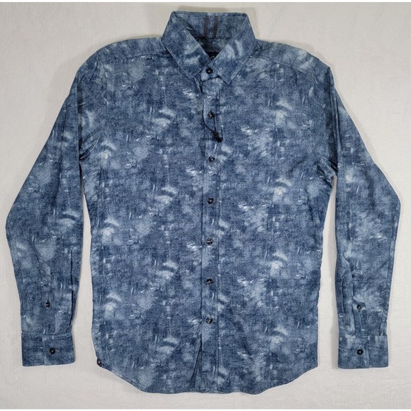 Robert Graham Ferndale Cotton Twill Woven Button Down Long Sleeve Shirt Blue XS - Picture 5 of 12